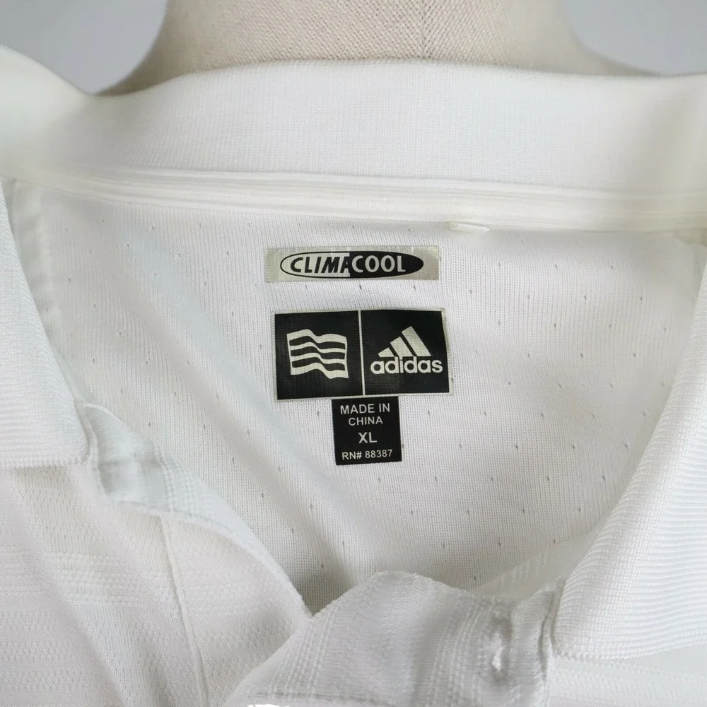 Adidas Golf Polo Shirt Mens‎ XL Climacool White Striped Short Sleeve - Redstone